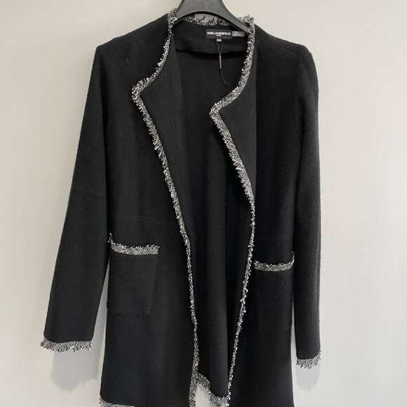 Karl Lagerfield Braided-Trim Tweed Blazer Size XS - Picture 3 of 9